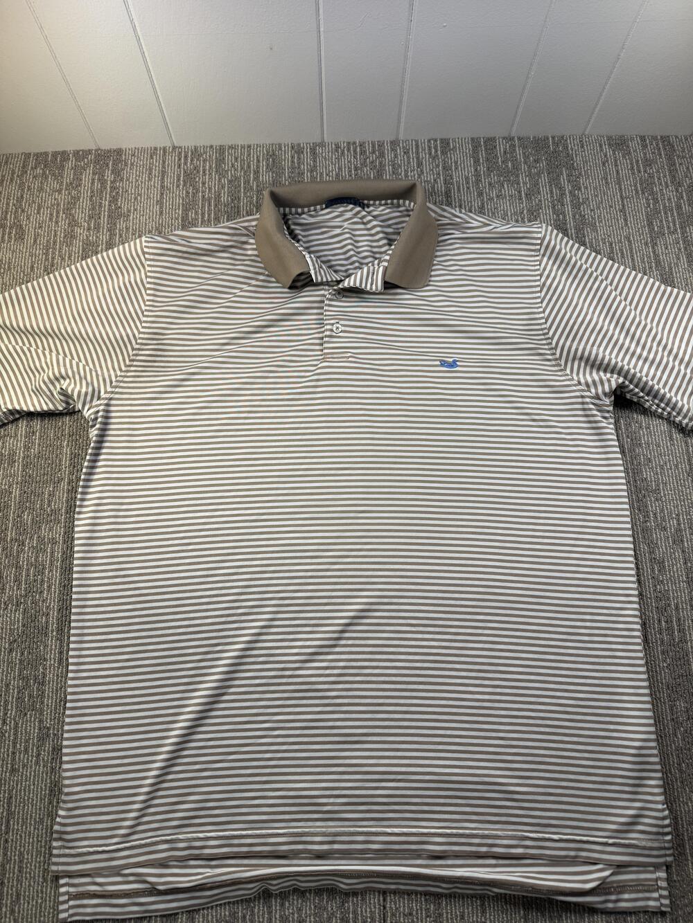 Southern Marsh Polo Shirt Mens XL Brown Stripe Duck Logo Short Sleeve Casual